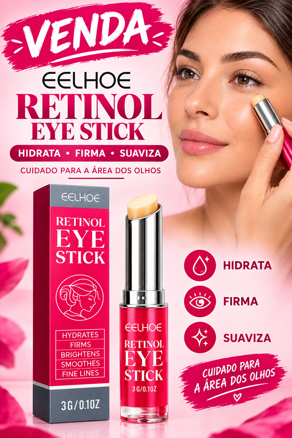 Bastão de Retinol para Olhos Eelhoe - Anti-Olheiras e Antirrugas